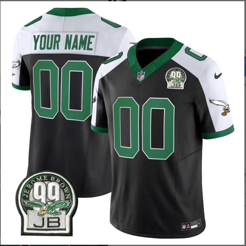 Men 2024 Nike NFL Philadelphia EaglesJerome Brown Patch Kelly Green Alternate Custom Jersey->youth nfl jersey->Youth Jersey